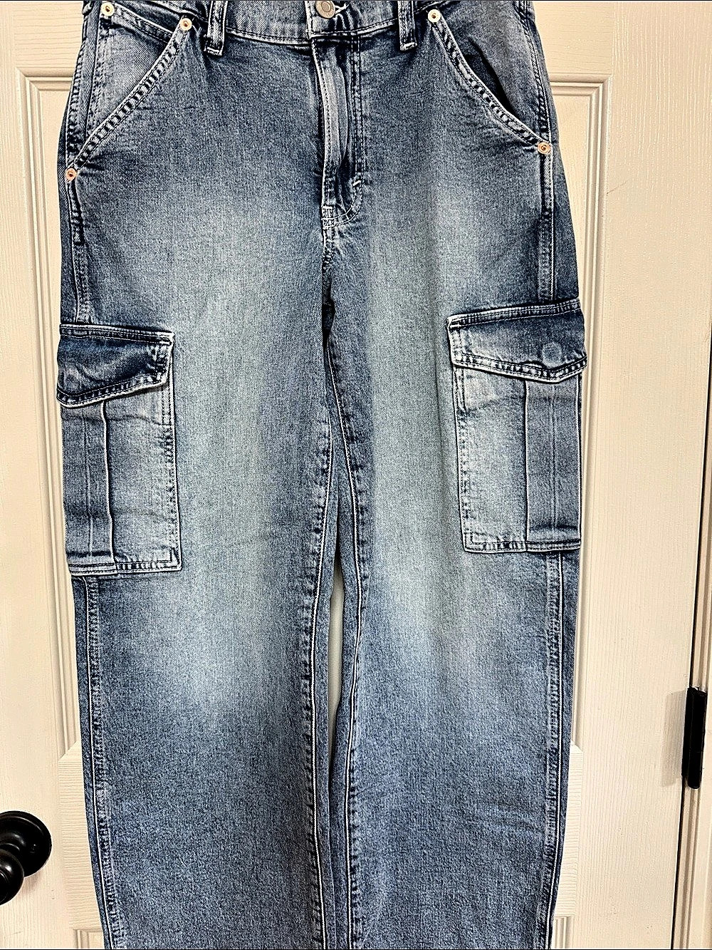 GAP Mid Rise '90s Loose Cargo Jeans Blue Waist 26 / 2p - Picture 2 of 8
